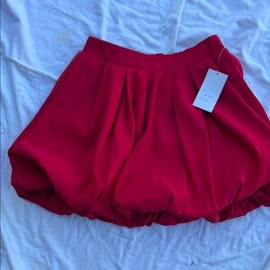 a new day Holiday Red Bubble Hem Elastic Waist Women's Skirt::NWT: